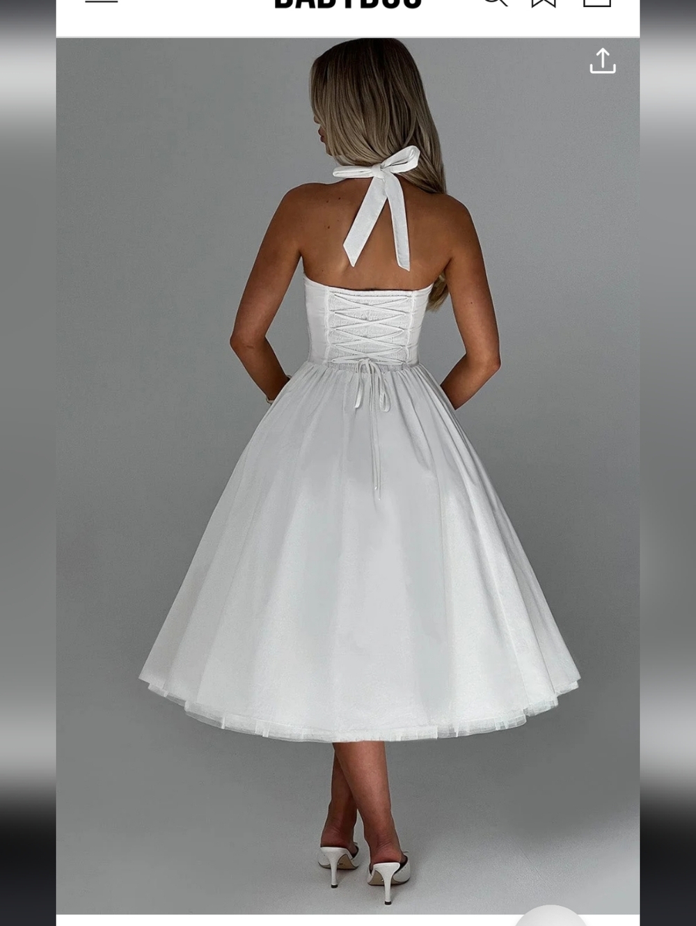 White Halter Midi Dress - Elegant Women’s Summer Dress - Picture 8 of 8